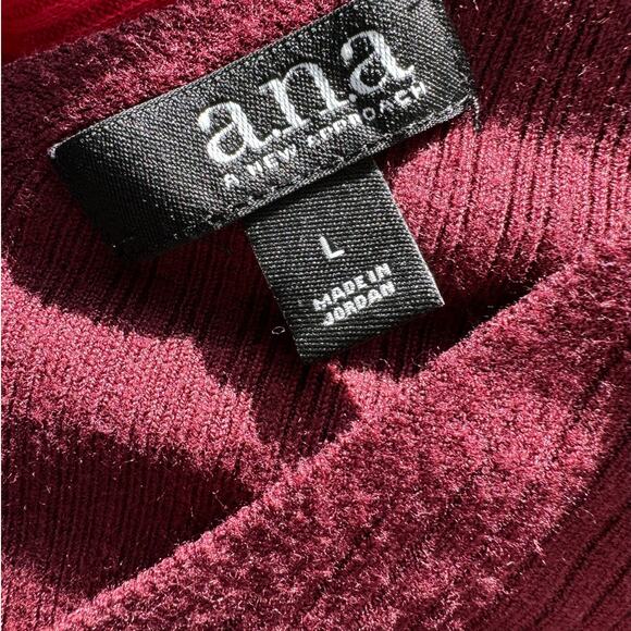 a.n.a. A New Approach Burgundy Short Sleeve Poncho Sweater Women's Large - Picture 10 of 11